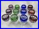 Set of 12 AJKA Godinger Dynasty 8 Multicolor Cut-to-Clear Crystal Wine Goblets