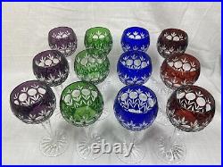 Set of 12 AJKA Godinger Dynasty 8 Multicolor Cut-to-Clear Crystal Wine Goblets Set of 12 AJKA Godinger Dynasty 8 Multicolor Cut-to-Clear Crystal Wine Goblets