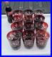 Set of 12 Bohemian Crystal Ruby Red Cut to Clear Tumblers Glasses 4 Tall