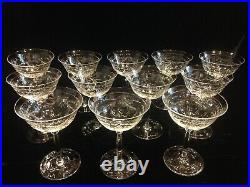 Set of 12 Crystal Etched Champagne Glasses- 6 Tall Immaculate Condition