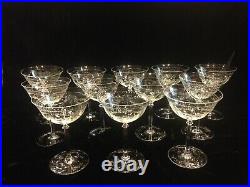Set of 12 Crystal Etched Champagne Glasses- 6 Tall Immaculate Condition