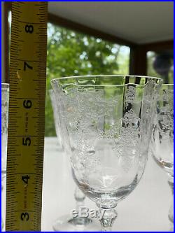 Set of 12 Fostoria Navarre Crystal Wine Glasses 6 1/2 Tall Etched Claret 6.5oz