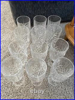 Set of 12 Lismore Style Cut Crystal Wine Goblets 8 Point 5 Inches Tall Unmarked