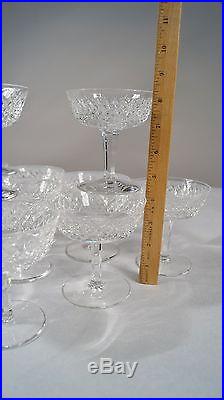 Set of 12 Signed Waterford Crystal Alana Pattern Champagne Tall Sherbet Glasses