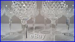 Set of 12 Signed Waterford Crystal Alana Pattern Wine Hock Glasses