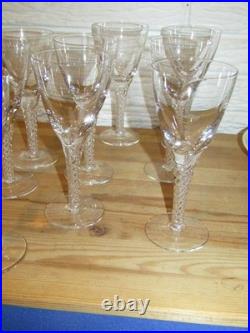 Set of 12 Stuart Crystal Glass Air Twist Stem Ariel Wine Goblets 6 1/2