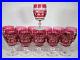 Set of 12 Val St Lambert Cranberry Cut to Clear Water Goblets, Circa 1920