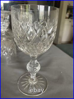 Set of 15 Vintage Lead Crystal Wine Goblets Diamond Cut Starburst Base