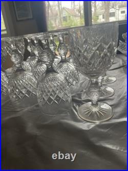 Set of 15 Vintage Lead Crystal Wine Goblets Diamond Cut Starburst Base