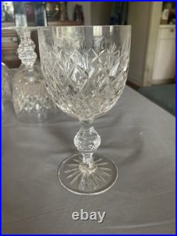 Set of 15 Vintage Lead Crystal Wine Goblets Diamond Cut Starburst Base