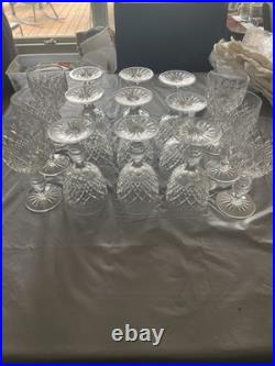 Set of 15 Vintage Lead Crystal Wine Goblets Diamond Cut Starburst Base