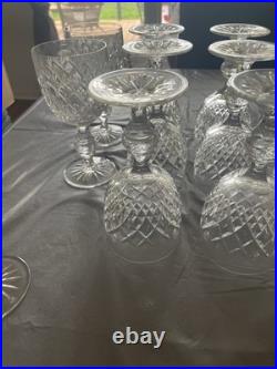 Set of 15 Vintage Lead Crystal Wine Goblets Diamond Cut Starburst Base