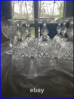 Set of 15 Vintage Lead Crystal Wine Goblets Diamond Cut Starburst Base
