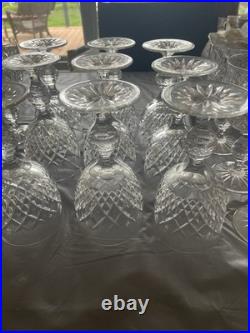 Set of 15 Vintage Lead Crystal Wine Goblets Diamond Cut Starburst Base