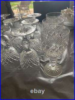Set of 15 Vintage Lead Crystal Wine Goblets Diamond Cut Starburst Base