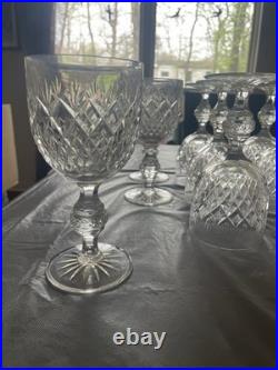 Set of 15 Vintage Lead Crystal Wine Goblets Diamond Cut Starburst Base