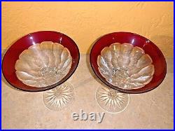 Set of 2 (1 Pair) Waterford Crystal Simply Red Martini Cocktail Glasses