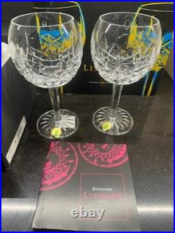 Set of 2 Anniversary Waterford Crystal Lismore Balloon Wine Glasses NIB Mint