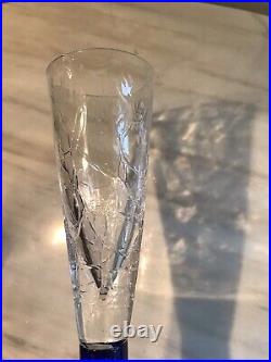 Set of 2 Artisan Signed Union Street Tortuga Crystal Champagne Flutes Glasses