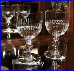 Set of 2 Baccarat RENAISSANCE Cut Pattern 5 1/4 Claret Wine Glasses, Signed
