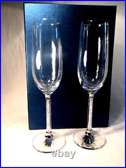 Set of 2 Crystalline Champagne Toasting Flutes MNIB