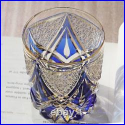 Set of 2 Edo Kiriko Whiskey Glasses 8.5oz Hand Cut Crystal Japanese Tumblers