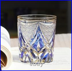 Set of 2 Edo Kiriko Whiskey Glasses 8.5oz Hand Cut Crystal Japanese Tumblers