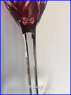 Set of 2 Fine French Crystal Saint-Louis Stemmed Glasses, Burgundy & Cranberry