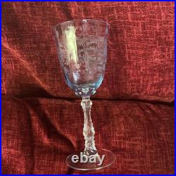 Set of 2 Fostoria Navarre Blue Crystal Water Goblet 7 5/8 Wine Glasses Etched Set of 2 Fostoria Navarre Blue Crystal Water Goblet 7 5/8 Wine Glasses Etched