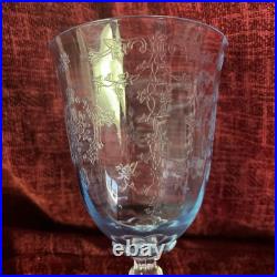 Set of 2 Fostoria Navarre Blue Crystal Water Goblet 7 5/8 Wine Glasses Etched Set of 2 Fostoria Navarre Blue Crystal Water Goblet 7 5/8 Wine Glasses Etched