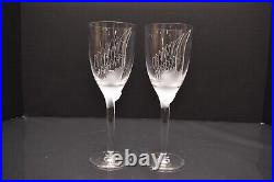 Set of 2 LALIQUE CRYSTAL ANGEL Frosted Crystal Champagne Flutes Signed Glasses