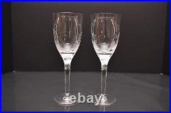 Set of 2 LALIQUE CRYSTAL ANGEL Frosted Crystal Champagne Flutes Signed Glasses