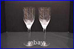 Set of 2 LALIQUE CRYSTAL ANGEL Frosted Crystal Champagne Flutes Signed Glasses