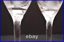 Set of 2 LALIQUE CRYSTAL ANGEL Frosted Crystal Champagne Flutes Signed Glasses