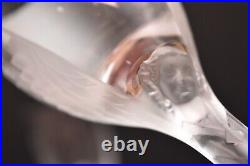 Set of 2 LALIQUE CRYSTAL ANGEL Frosted Crystal Champagne Flutes Signed Glasses