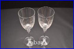 Set of 2 LALIQUE CRYSTAL ANGEL Frosted Crystal Champagne Flutes Signed Glasses