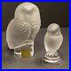 Set of 2 Rene Lalique Glassware Owl Bird Figurine and bird of prey hand signed
