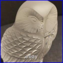 Set of 2 Rene Lalique Glassware Owl Bird Figurine and bird of prey hand signed