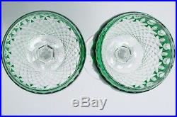Set of 2 Signed Waterford Crystal Clarendon Emerald Wine Hock Glasses 8