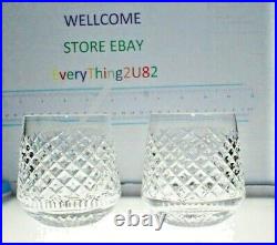 Set of 2 WATERFORD Crystal ALANA Roly Poly Tumblers 3.5 Signed Made in Ireland