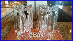 Set of 2 WATERFORD Crystal Candelabra Candlesticks with Bobeches, and crystals
