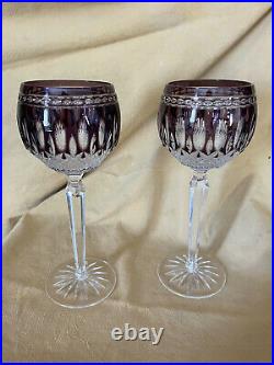 Set of 2 Waterford Crystal Clarendon Amethyst Purple Wine Hock Glass 1911394