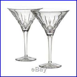 Set of 2 Waterford Cut Crystal Lismore tall Martini Glasses