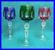 Set of 3 Nachtmann Antika wine glasses in different colors overlay crystal