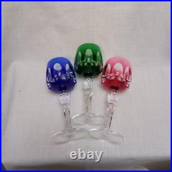 Set of 3 Nachtmann Antika wine glasses in different colors overlay crystal Set of 3 Nachtmann Antika wine glasses in different colors overlay crystal