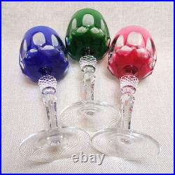 Set of 3 Nachtmann Antika wine glasses in different colors overlay crystal Set of 3 Nachtmann Antika wine glasses in different colors overlay crystal