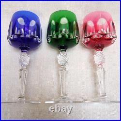 Set of 3 Nachtmann Antika wine glasses in different colors overlay crystal Set of 3 Nachtmann Antika wine glasses in different colors overlay crystal