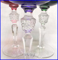 Set of 3 Nachtmann Antika wine glasses in different colors overlay crystal Set of 3 Nachtmann Antika wine glasses in different colors overlay crystal