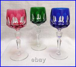 Set of 3 Nachtmann Antika wine glasses in different colors overlay crystal Set of 3 Nachtmann Antika wine glasses in different colors overlay crystal