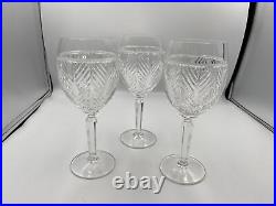 Set of 3 Ralph Lauren Crystal HERRINGBONE Goblets Glasses 8 3/4